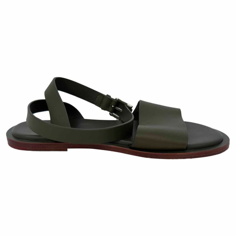 Loro Piana Ankle Strap Sandals in Olive Green Leather